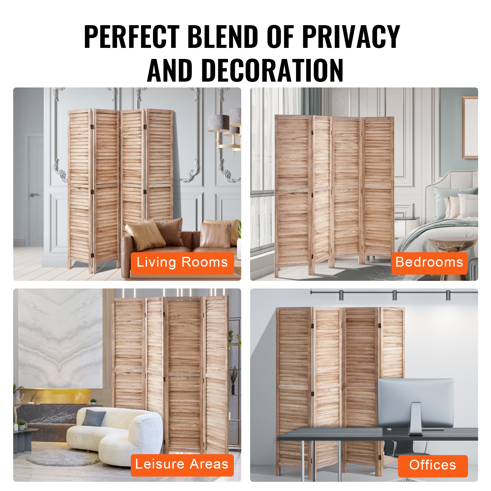 Wood Room Divider Wooden Screen 4/6/8 Panel for Room Separation Home Office - Picture 68 of 110
