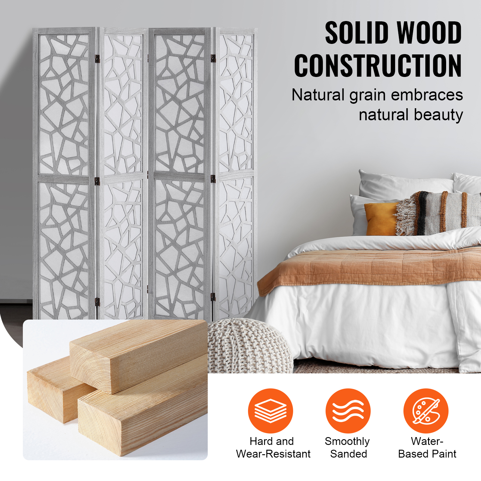 Wood Room Divider Wooden Screen 4/6/8 Panel for Room Separation Home Office - Picture 78 of 110