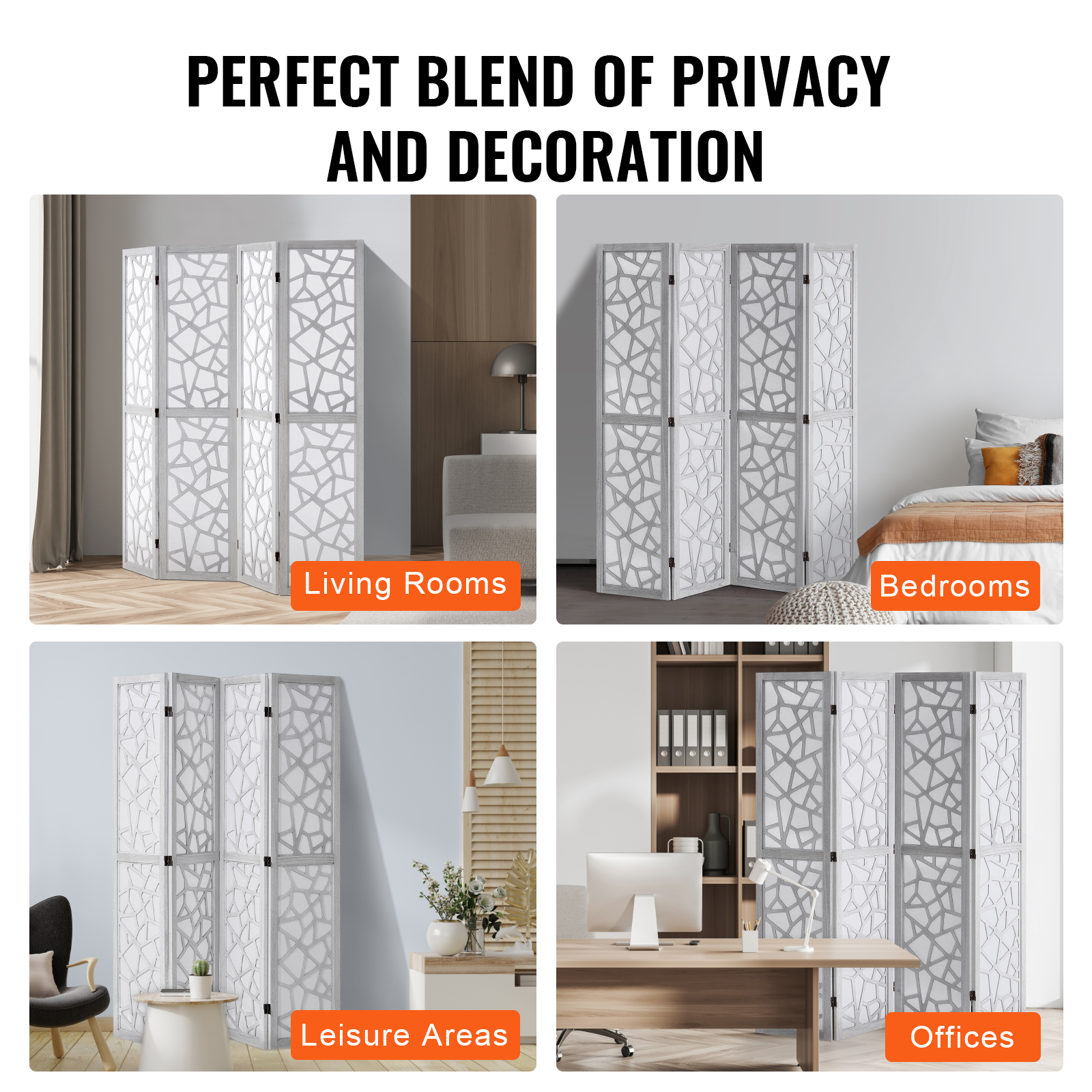 Wood Room Divider Wooden Screen 4/6/8 Panel for Room Separation Home Office - Picture 80 of 110
