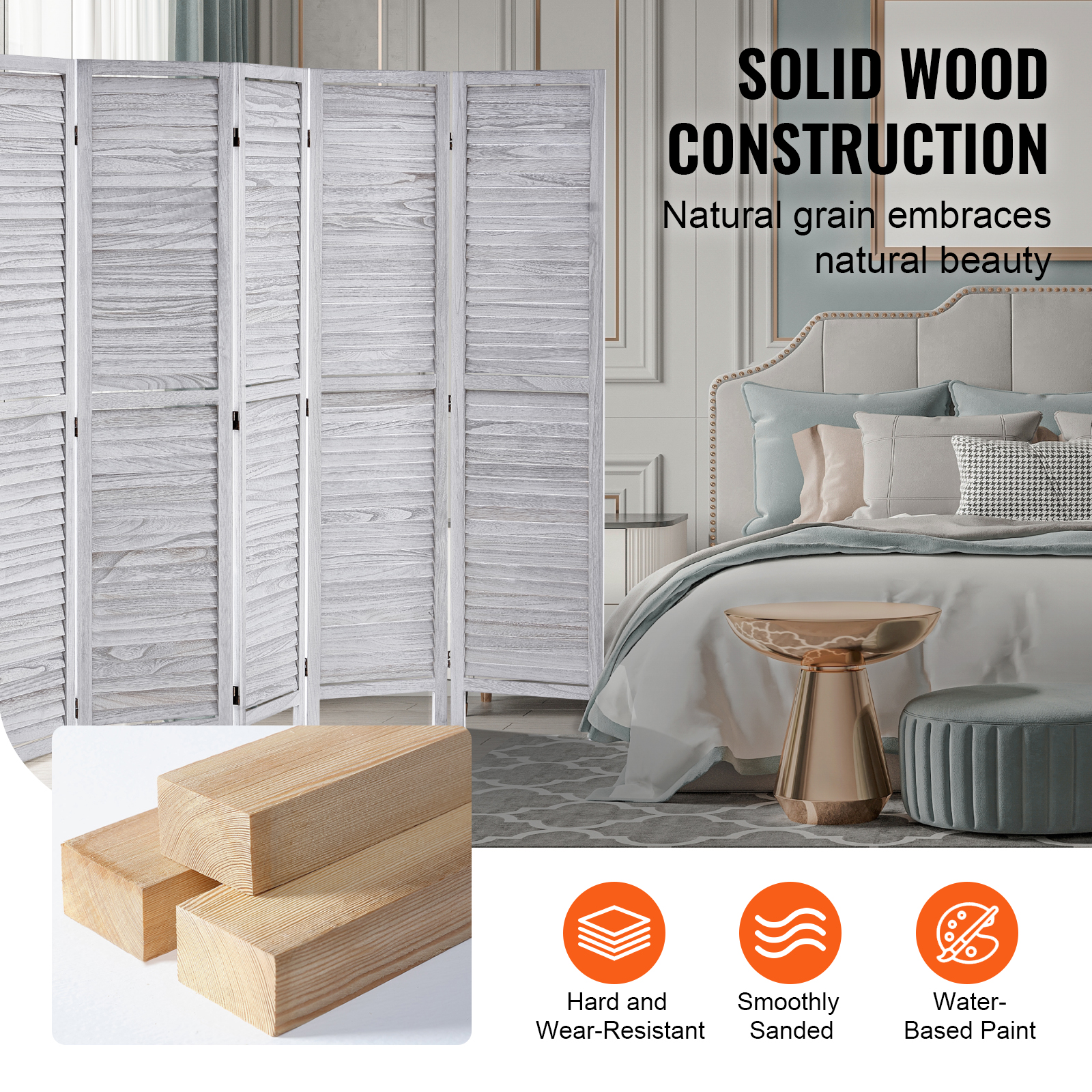 Wood Room Divider Wooden Screen 4/6/8 Panel for Room Separation Home Office - Picture 18 of 110