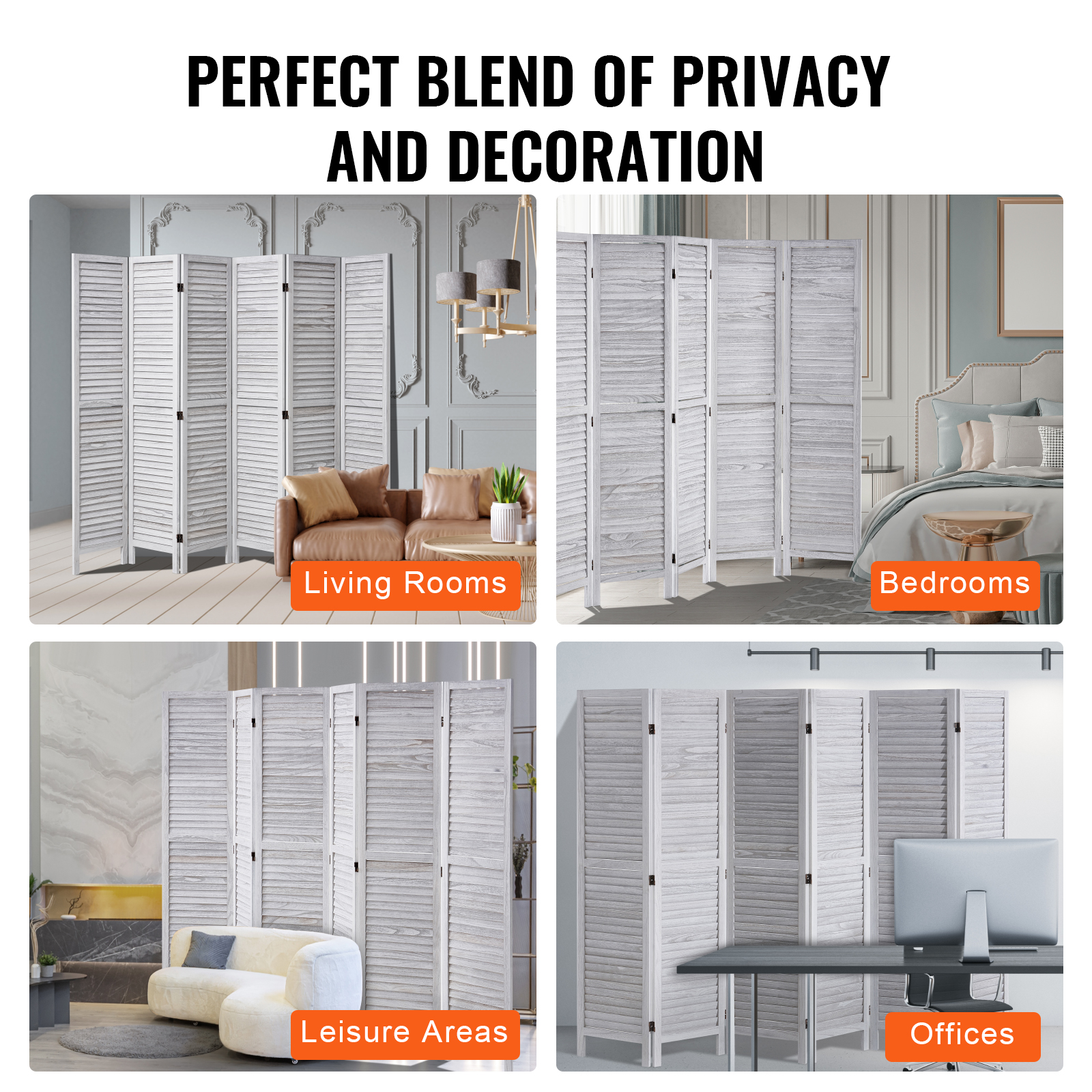 Wood Room Divider Wooden Screen 4/6/8 Panel for Room Separation Home Office - Picture 20 of 110