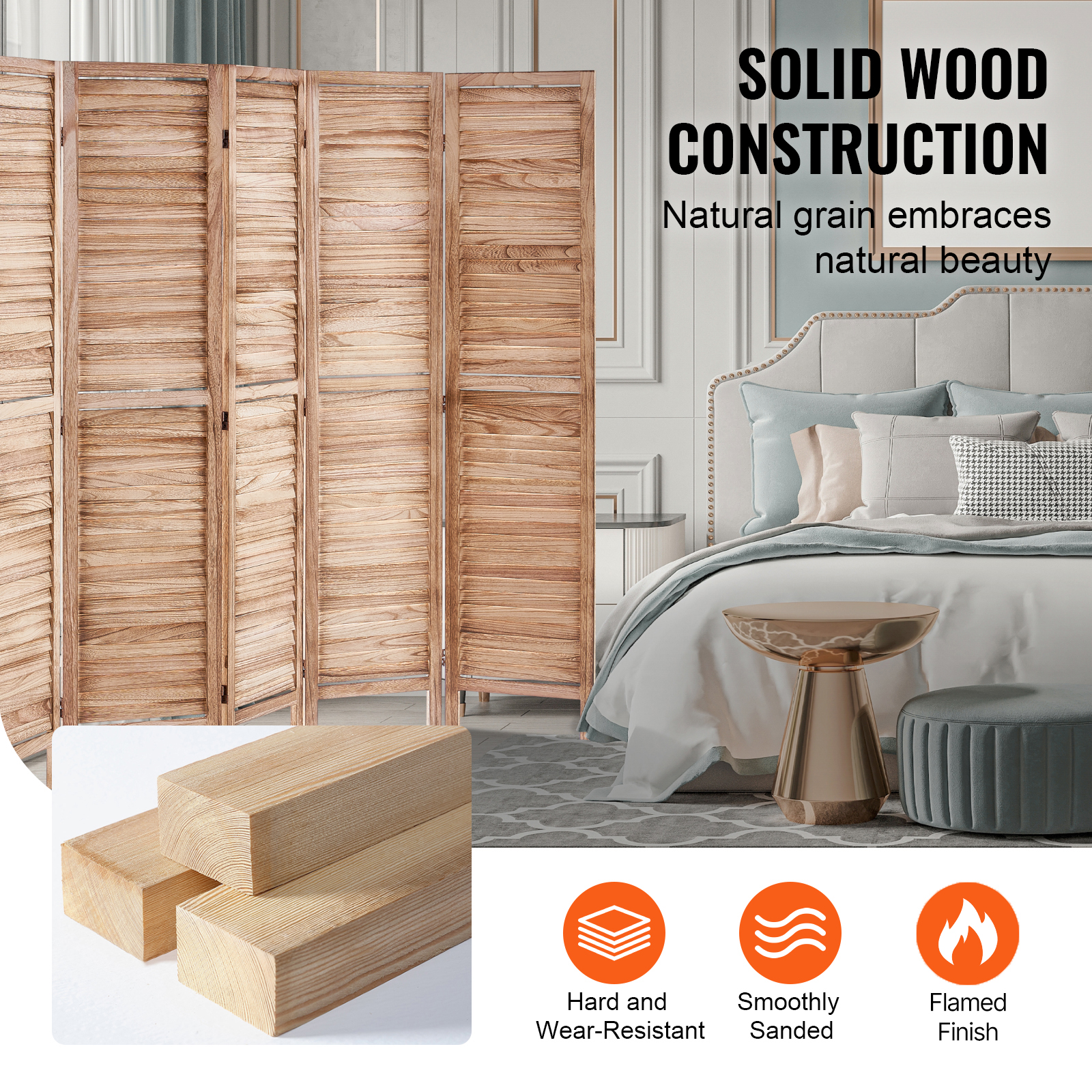 Wood Room Divider Wooden Screen 4/6/8 Panel for Room Separation Home Office - Picture 102 of 110