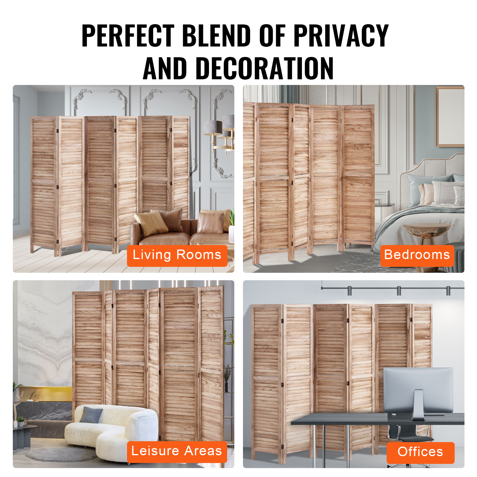 Wood Room Divider Wooden Screen 4/6/8 Panel for Room Separation Home Office - Picture 104 of 110