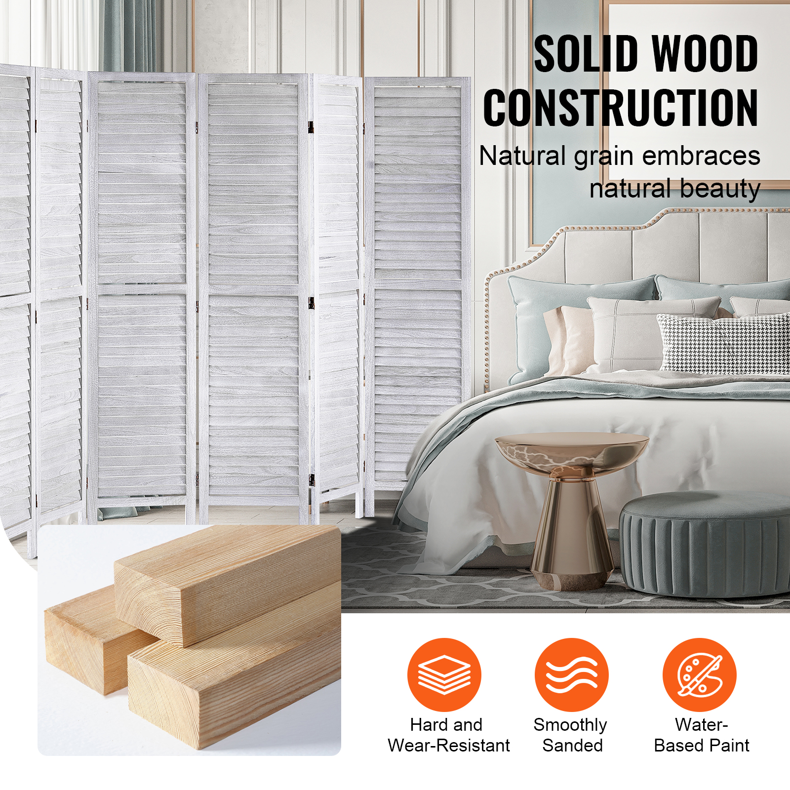 Wood Room Divider Wooden Screen 4/6/8 Panel for Room Separation Home Office - Picture 42 of 110