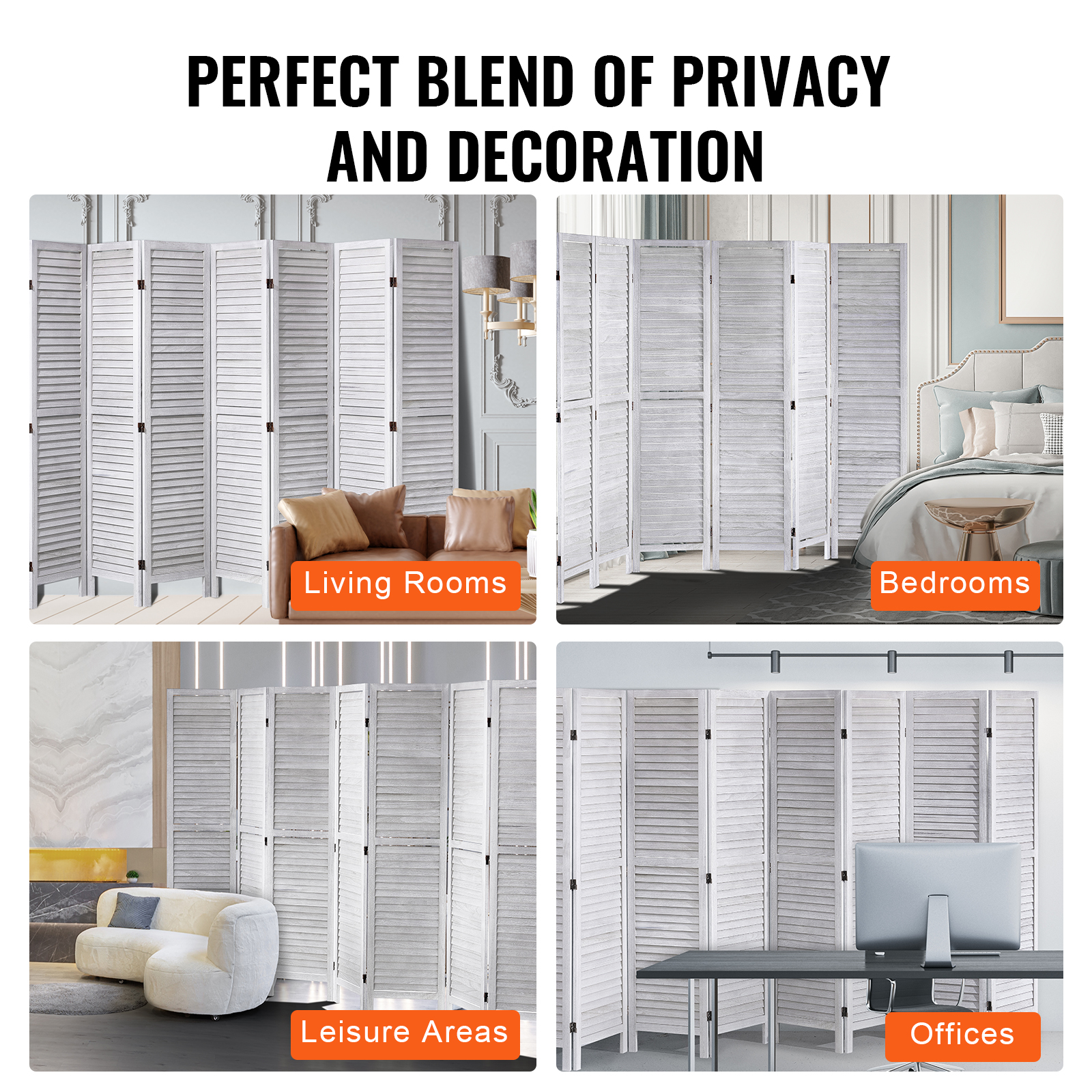 Wood Room Divider Wooden Screen 4/6/8 Panel for Room Separation Home Office - Picture 44 of 110