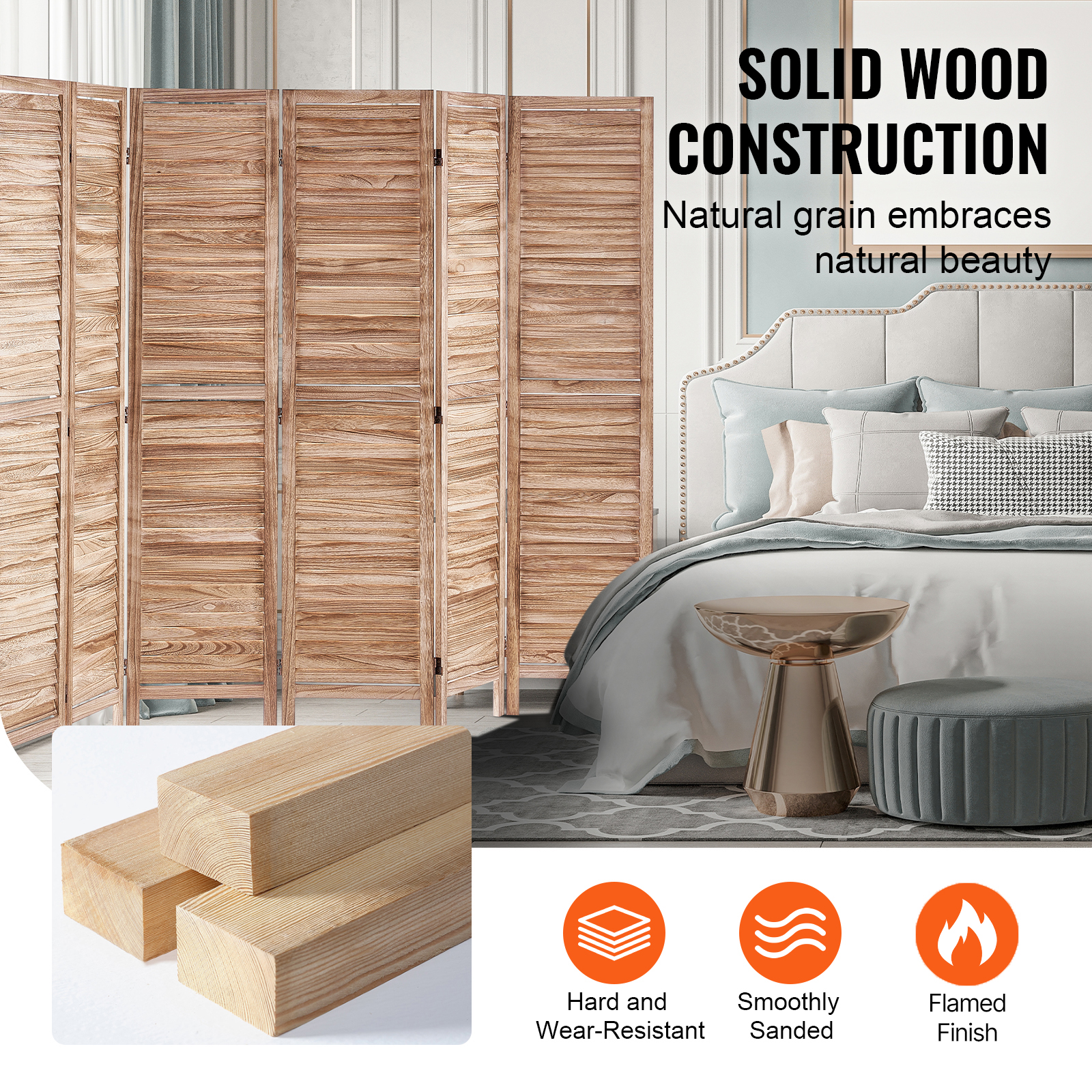 Wood Room Divider Wooden Screen 4/6/8 Panel for Room Separation Home Office - Picture 90 of 110