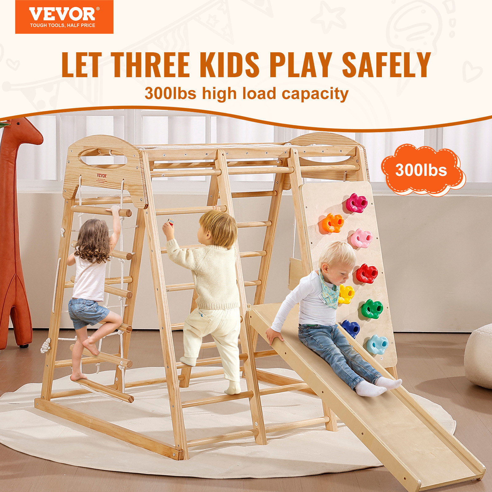 Indoor Jungle Gym 7-in-1 Toddler Indoor Playground Wooden Climbing L/M - Picture 4 of 26