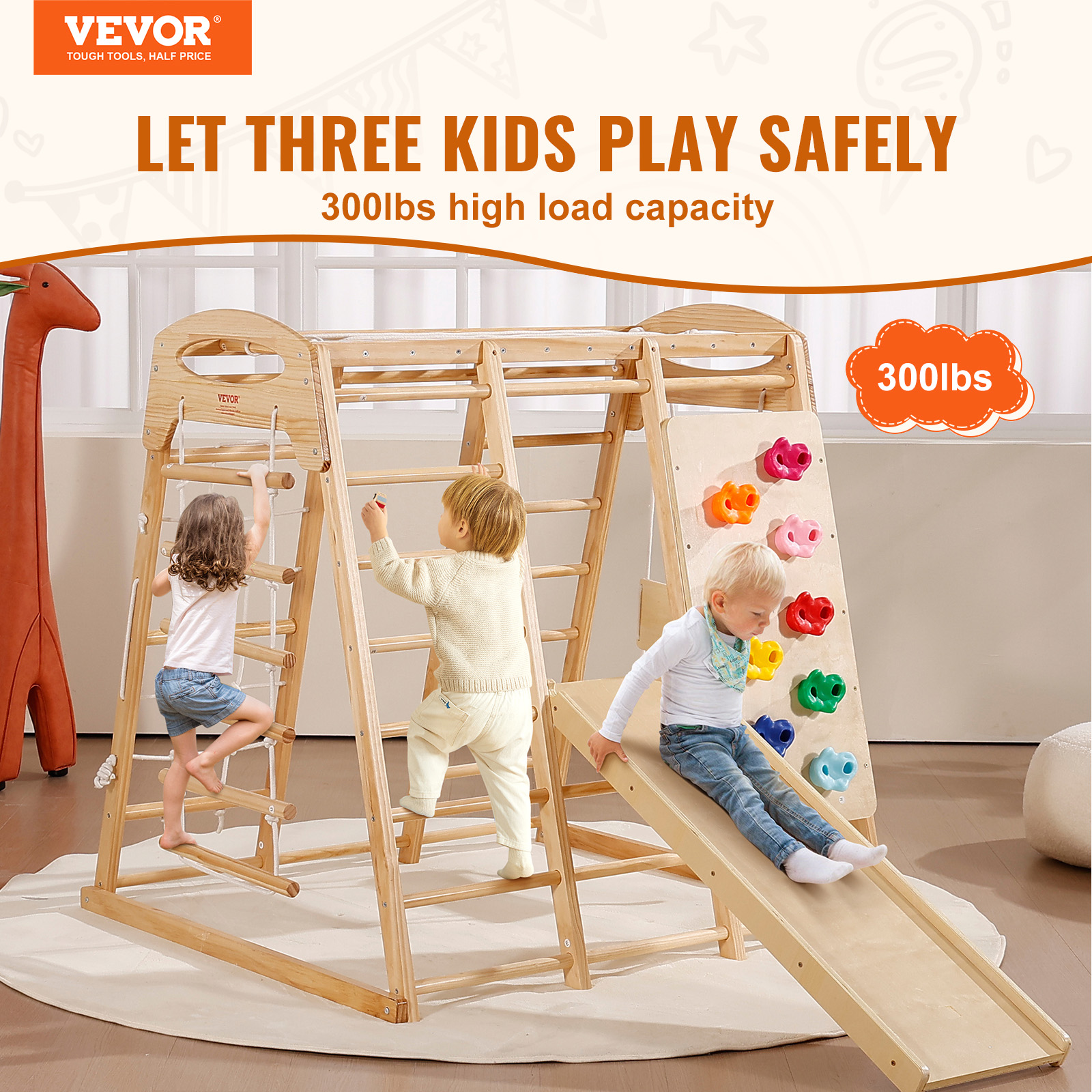Indoor Jungle Gym 7-in-1 Toddler Indoor Playground Wooden Climbing L/M - Picture 16 of 26