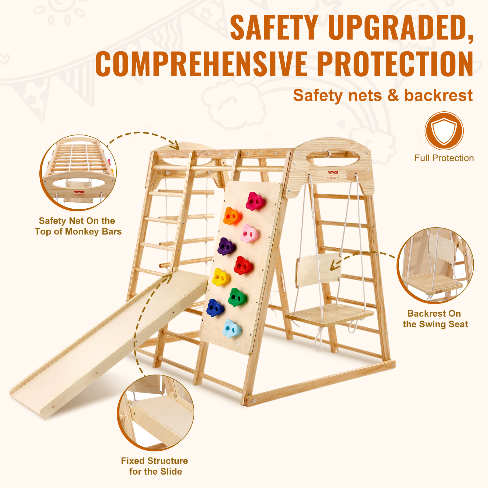 Indoor Jungle Gym 7-in-1 Toddler Indoor Playground Wooden Climbing L/M - Picture 19 of 26