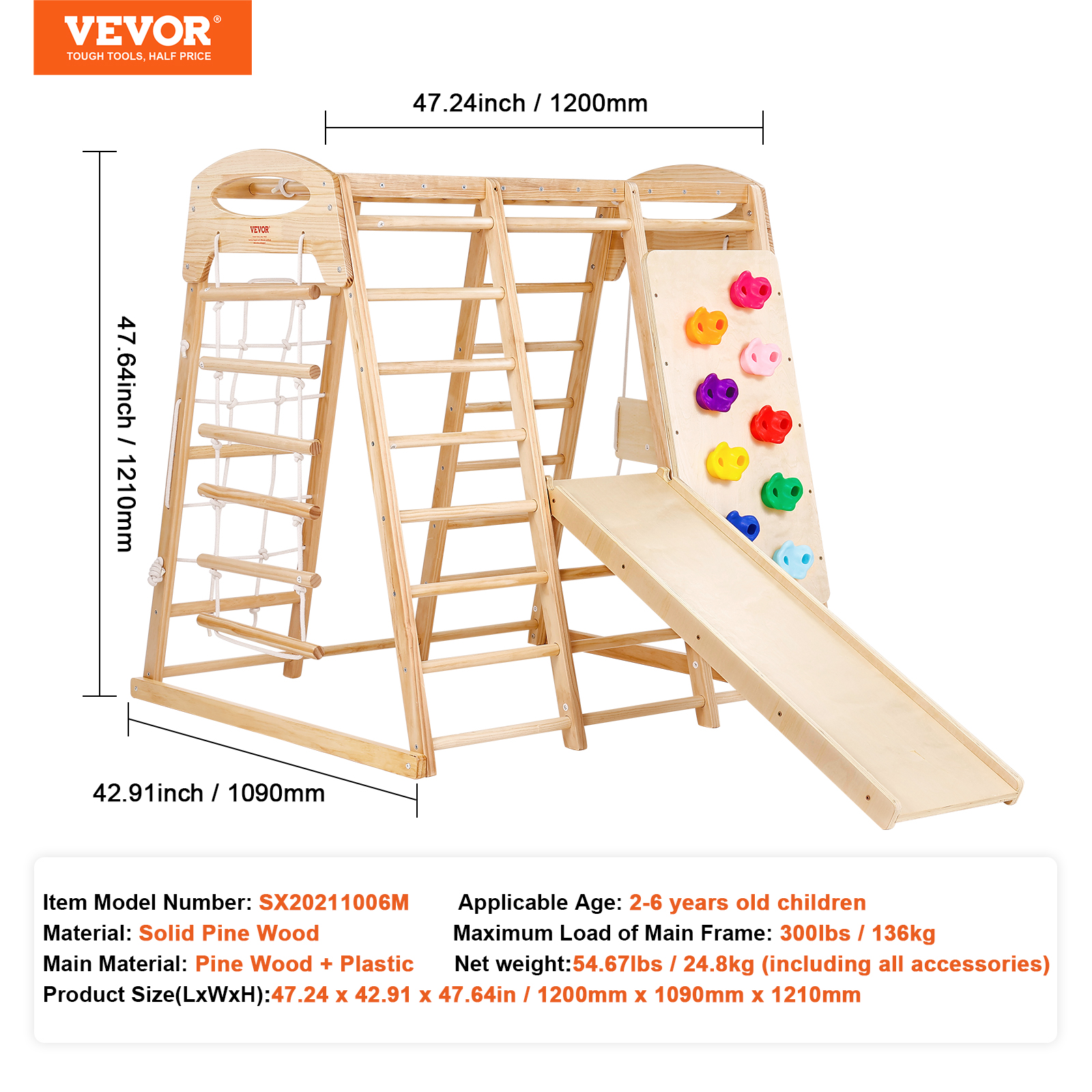 Indoor Jungle Gym 7-in-1 Toddler Indoor Playground Wooden Climbing L/M - Picture 21 of 26