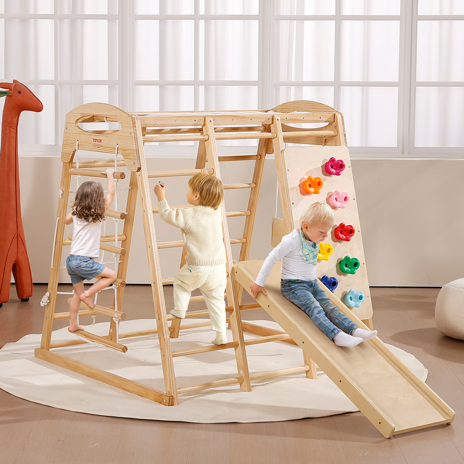 Indoor Jungle Gym 7-in-1 Toddler Indoor Playground Wooden Climbing L/M - Picture 22 of 26