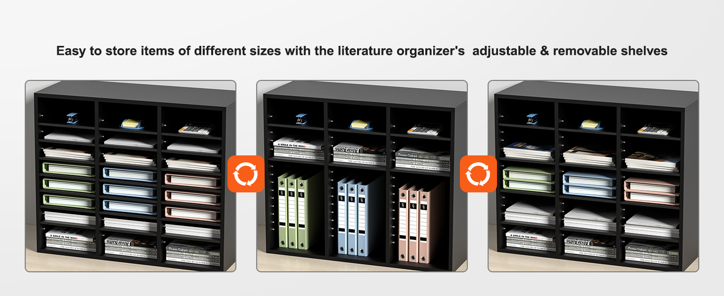 VEVOR Wood Literature Organizer Adjustable File Sorter 24 Compartments