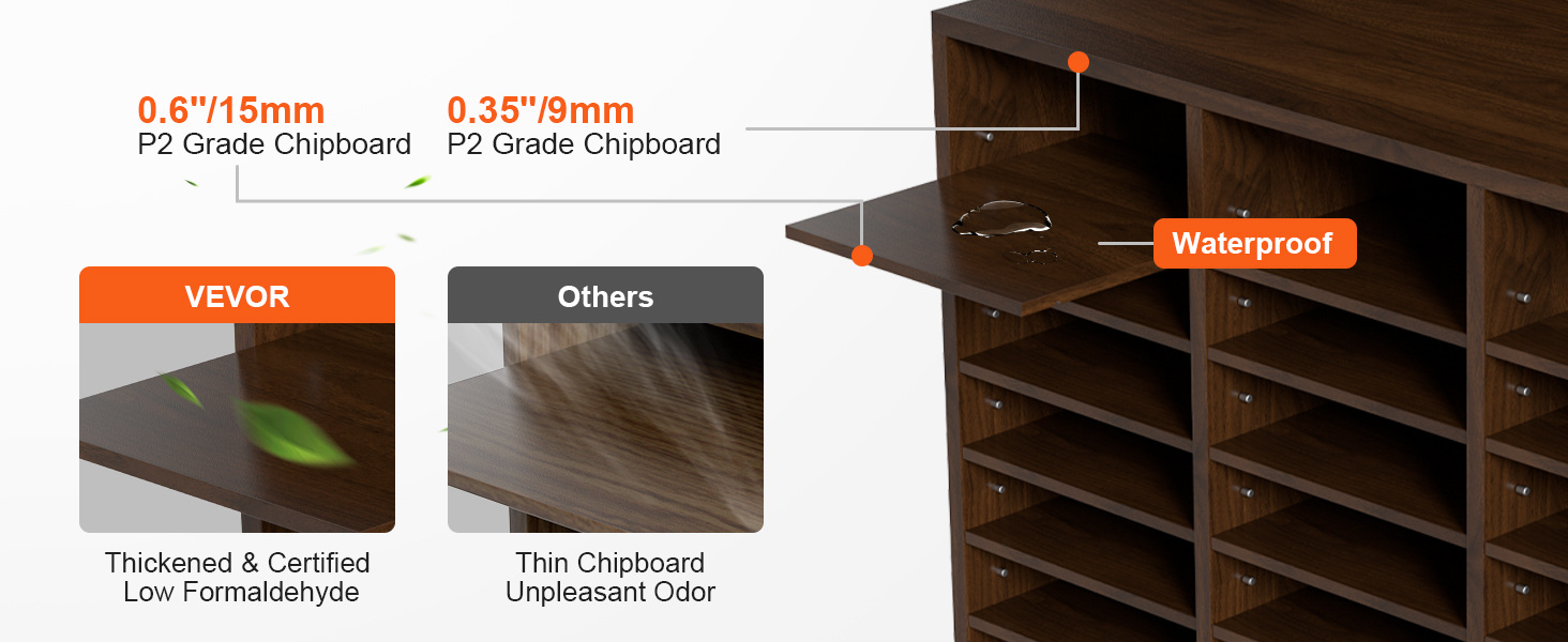 VEVOR 24-Compartment Literature Organizer - Adjustable Wood Mail Sorter For Office & Home