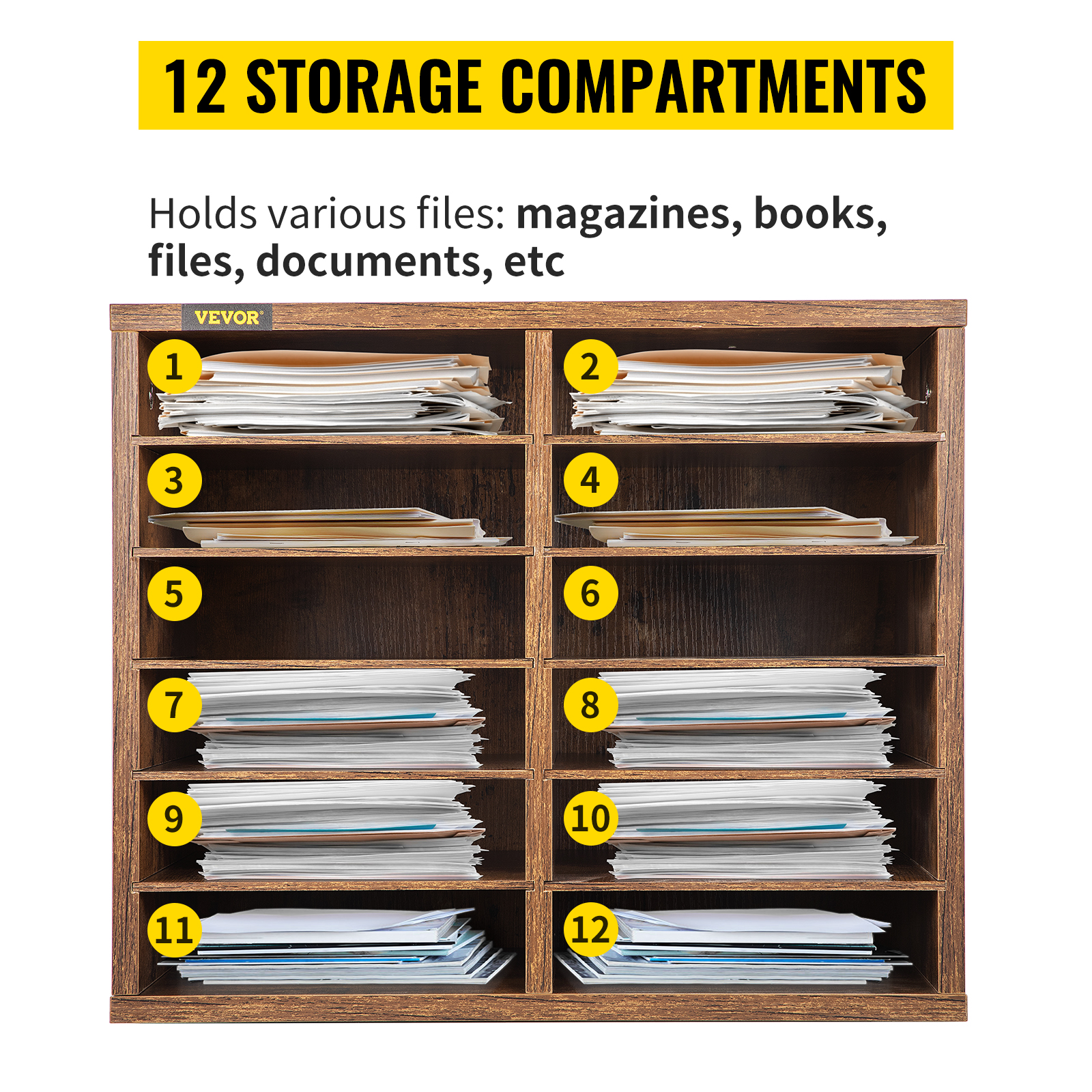Organizador de revistas, soporte para archivos de libros y revistas, caja  de almacenamiento para escritorio, soporte para libros construido para  durar
