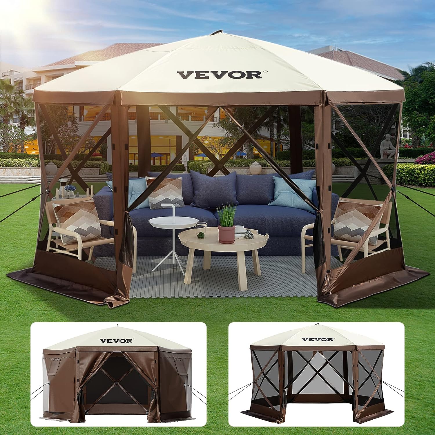 VEVOR VEVOR Pop-up Camping Gazebo Camping Canopy Shelter 6 Sided 10' x 10'  Sun Shade
