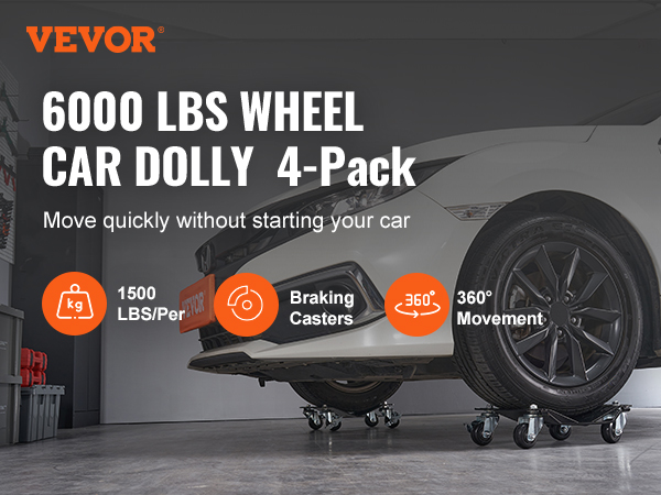 VEVOR Wheel Dolly, 6000 lbs/2722 kg Car Moving Dolly, Wheel Dolly Car Tire  Stake Set of 4 Piece, Heavy-duty Car Tire Dolly Cart Moving Cars, Trucks,  Trailers, Motorcycles, and Boats