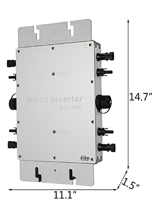 VEVOR Micro-Onduleur Solaire 1200W Convertisseur de Fréquence  Photovoltaïque, MPPT IP65 Convertisseur Pur Sinus avec Technologie Stable  Double Canal, Investisseur SPWM pour Convertir Courant DC en AC