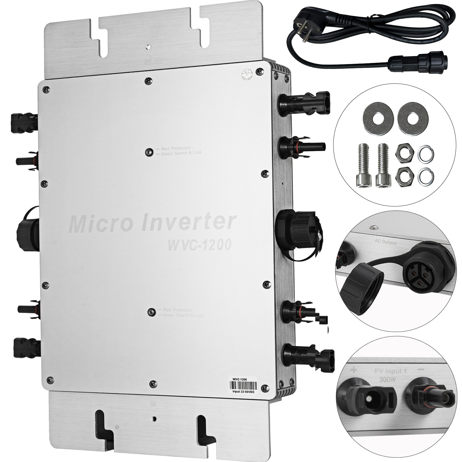 MPPT Micro Wechselrichter Grid Tie Inverter Mikrowechselrichter WVC-1200W IP65 