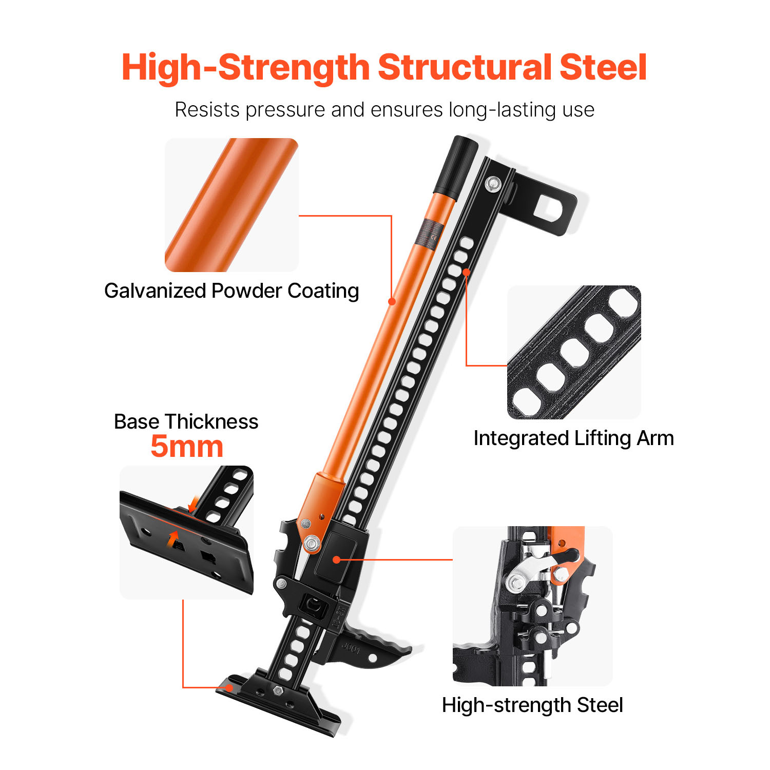 Heavy Duty Farm Jack 34"-60" High Lift Ratcheting Off Road Jack Vehicle's Winch
