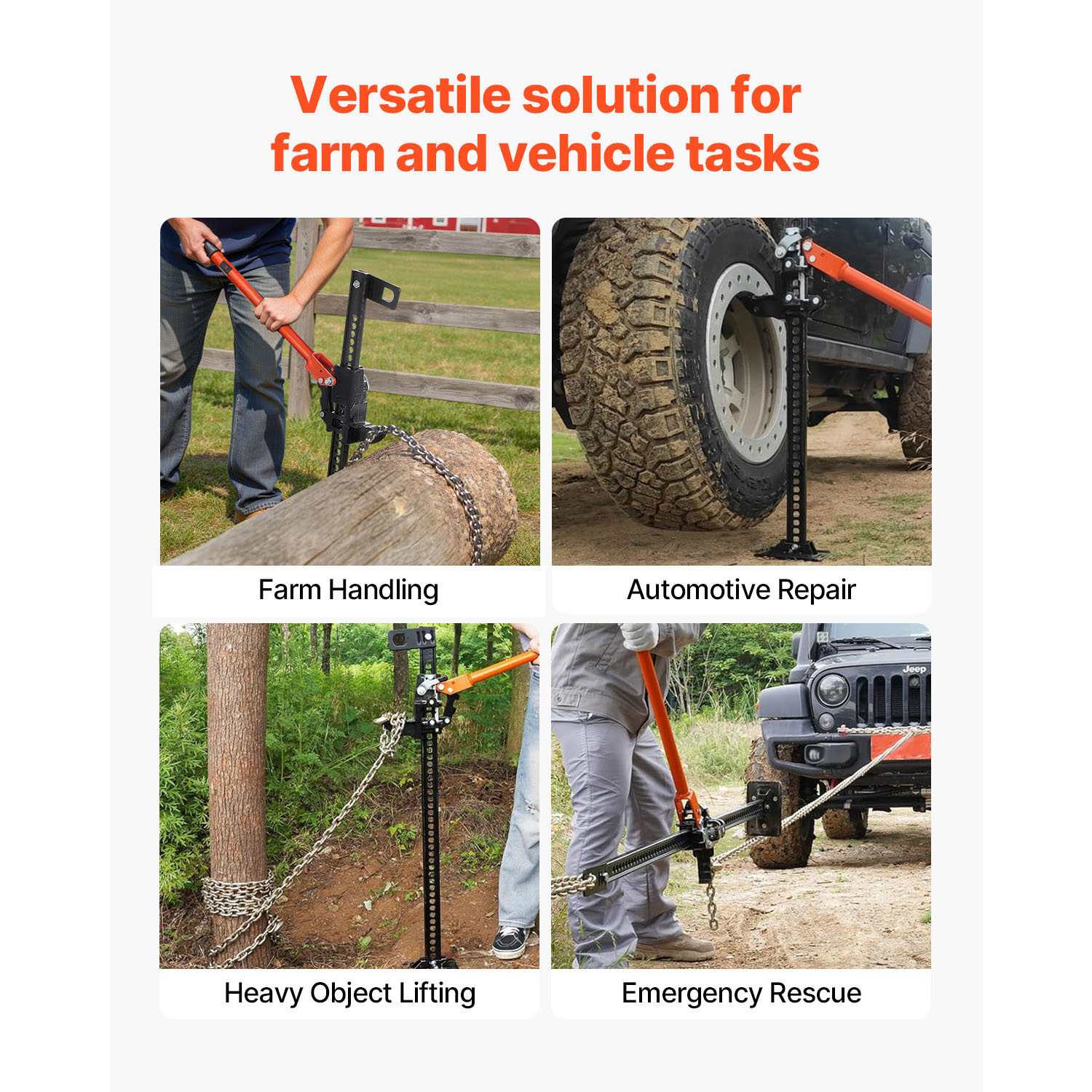 Heavy Duty Farm Jack 34"-60" High Lift Ratcheting Off Road Jack Vehicle's Winch