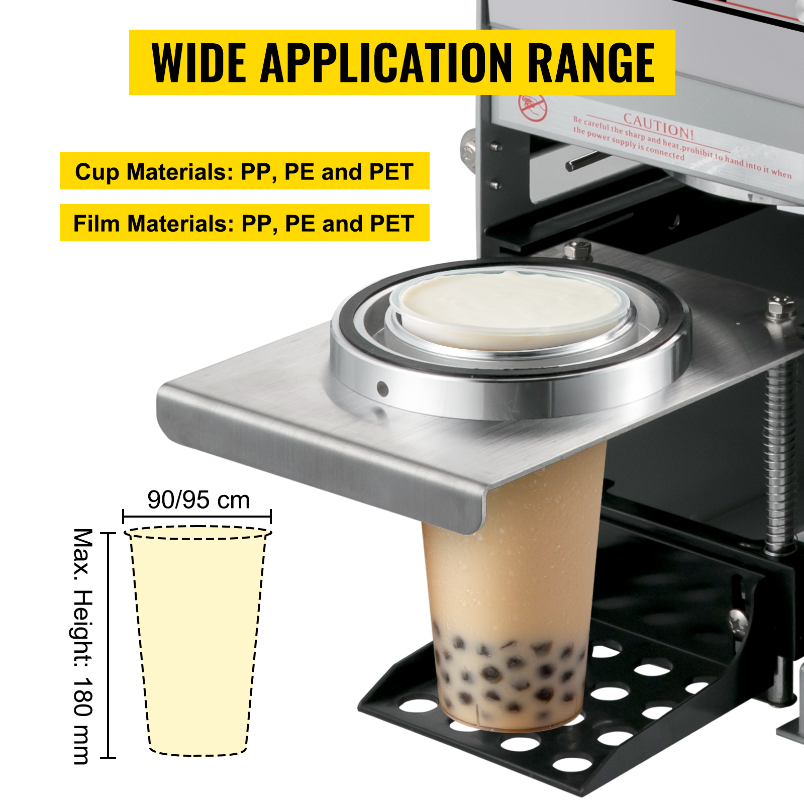 VEVOR Semi-automatic Cup Sealing Machine, 300-500 Cup/h Tea Cup