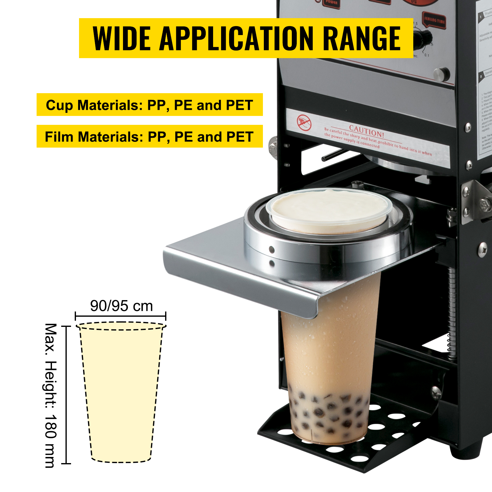 VEVOR Automatic Cup Sealing Machine 90/95 mm Cup Diameter Boba Cup