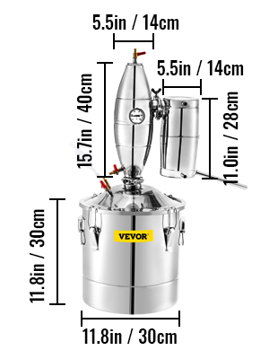 Alcohol Distiller, Stainless Steel, 5.3 Gallon/ 20L,