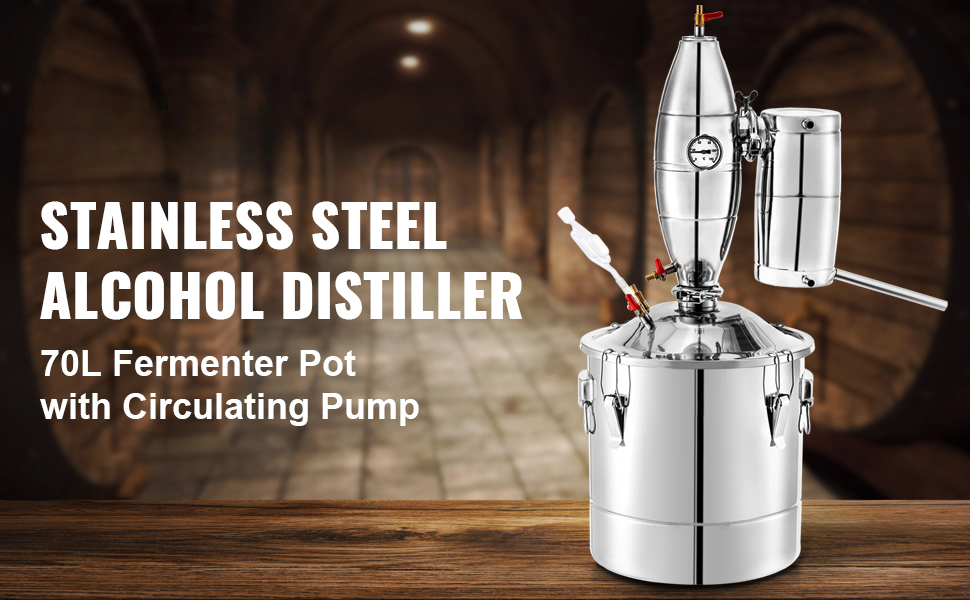 Alcohol Distiller, Stainless Steel, 18.5 Gallon/ 70L,
