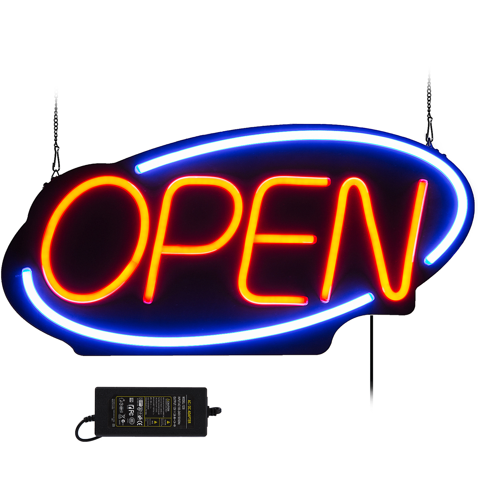 Blue Horizontal LED Neon Open Sign Light for Business with ON & Off Switch 