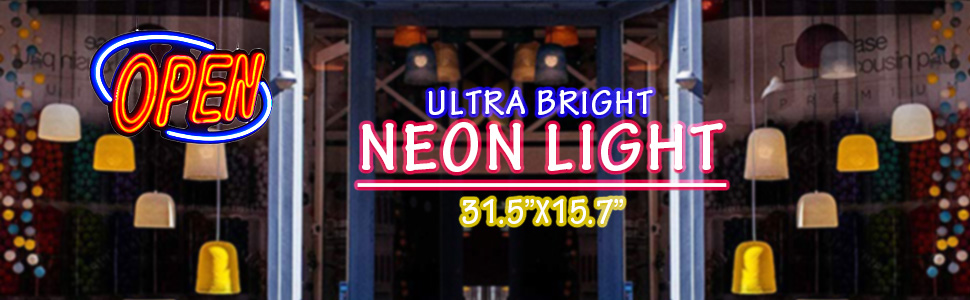 Neon Open Sign, 31.5x15.7 inch, Horizontal