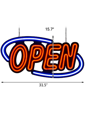 Neon Open Sign, 31.5x15.7 inch, Horizontal