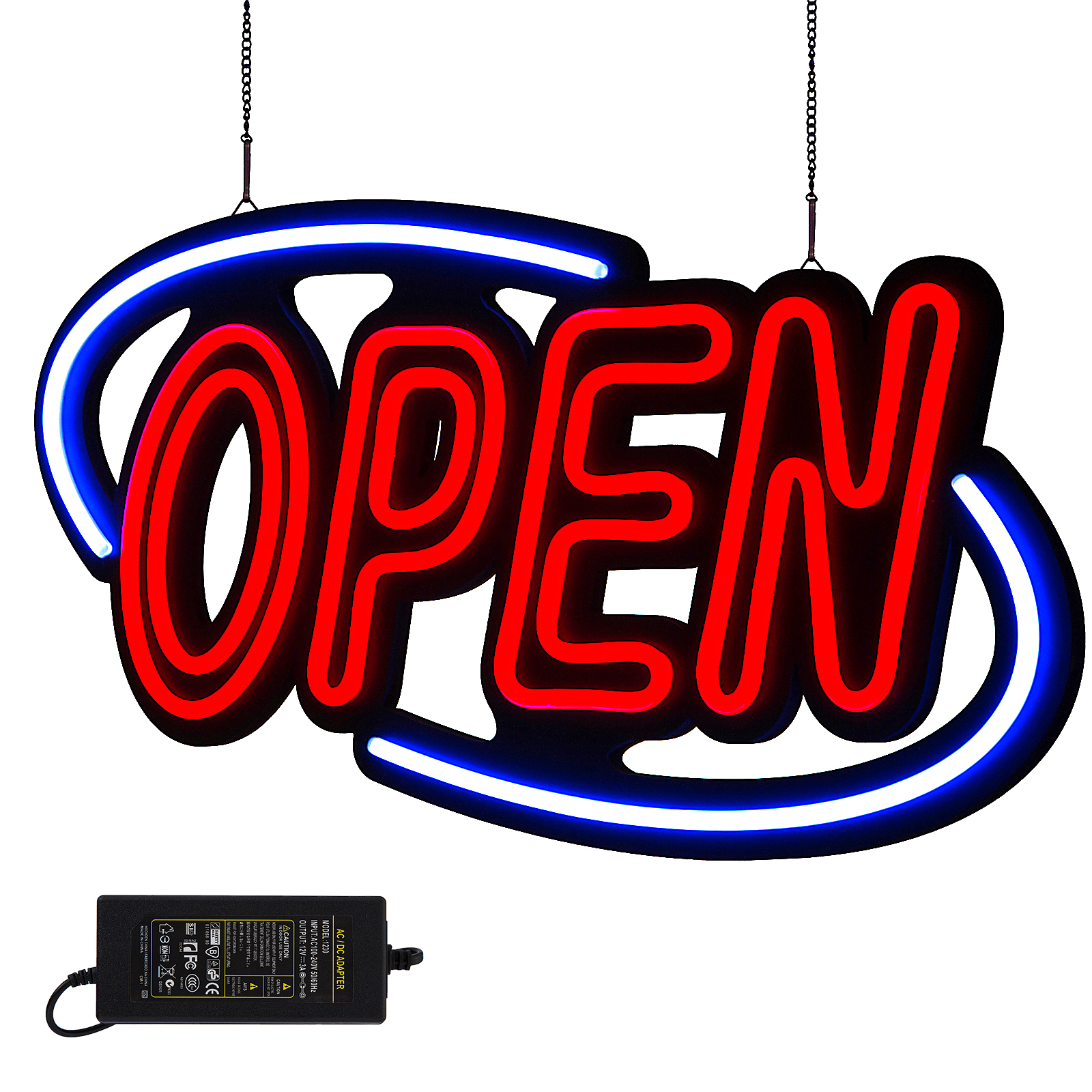 Details about   Horizontal LED Neon OPEN Sign Retail Business Sign wall hanging 24x12" NEW 