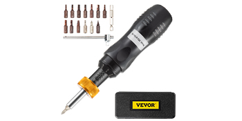 VEVOR Torque Screwdriver, 1/4" Drive Screwdriver Torque Wrench, Torque Screwdriver Electrician 10-70 in/lbs Torque Range Accurate to ±5%, Adjustable inch Pound Torque Screwdriver with Bits & Case