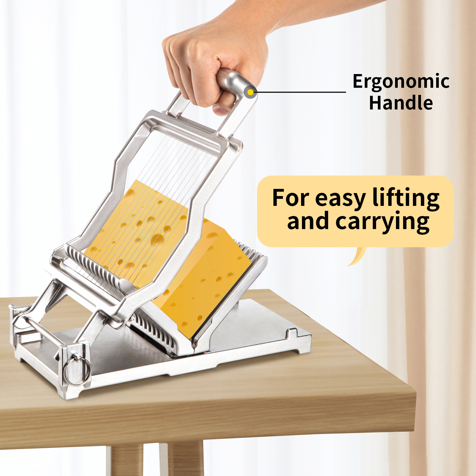 VEVOR Cheese Cutter with Wire Cheeser Butter Cutting 1 cm &2 cm Cheese Slicer