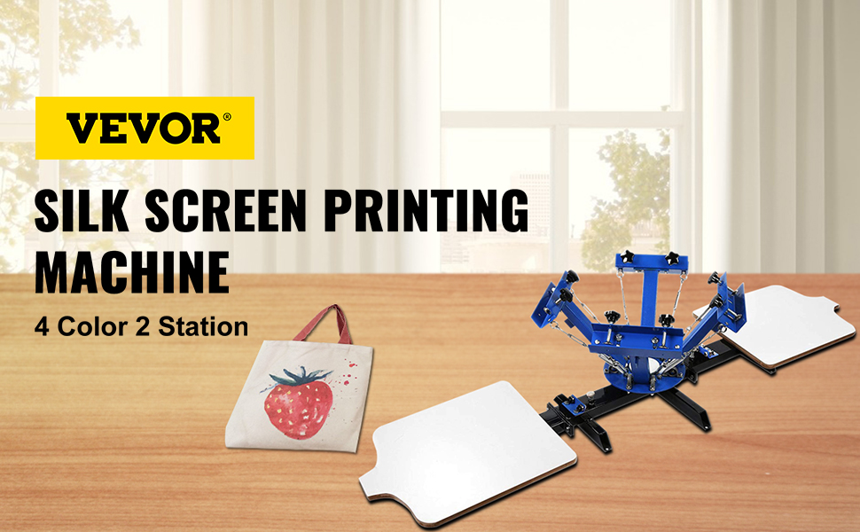 4 Color 2 Station Silk Screen Printing Kit Press Machine T-Shirt Equipment DIY 