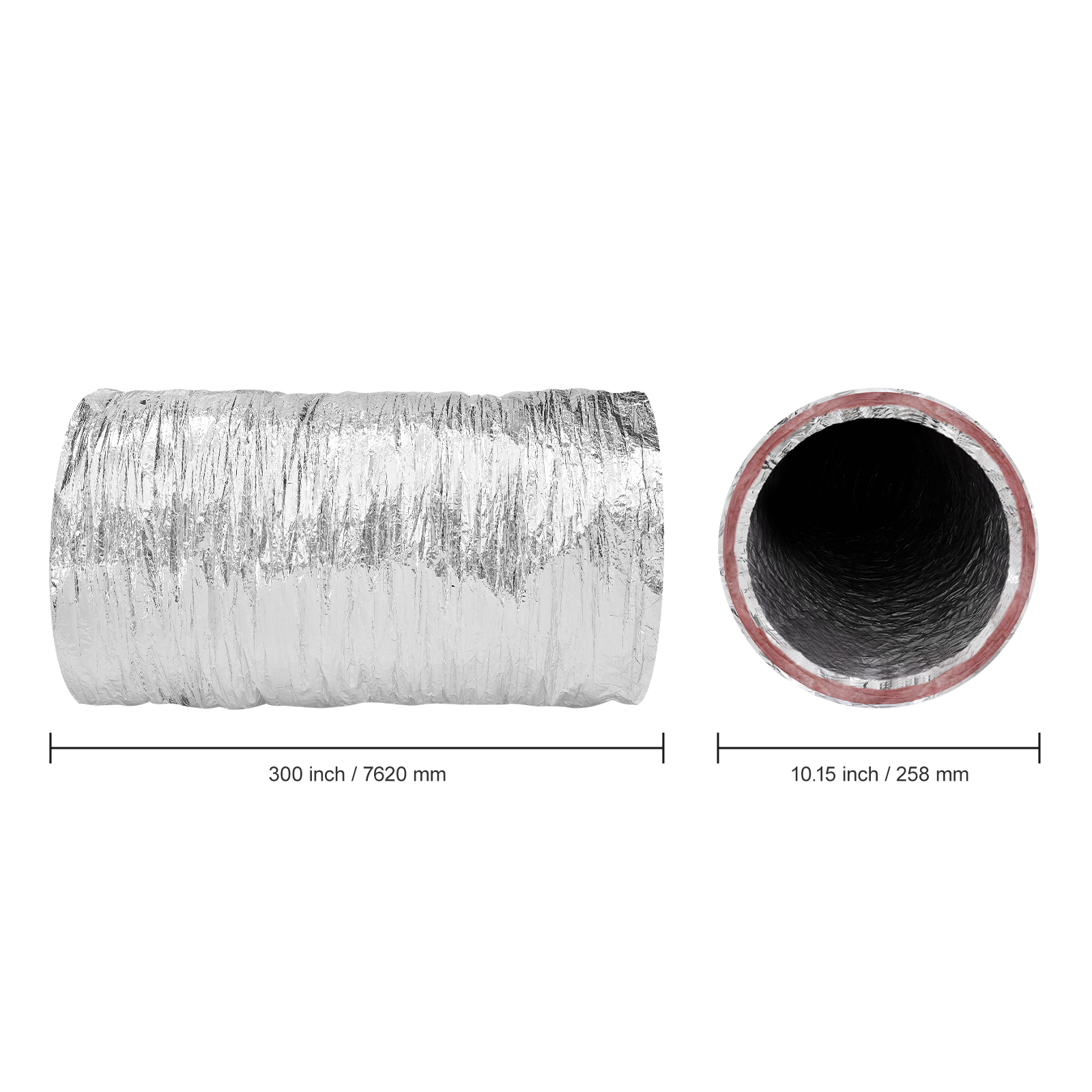 Tuyau Chauffage Diesel 42 Mm – Conduit Air Chaud Aluminium Flexible 82→150 Cm Noir