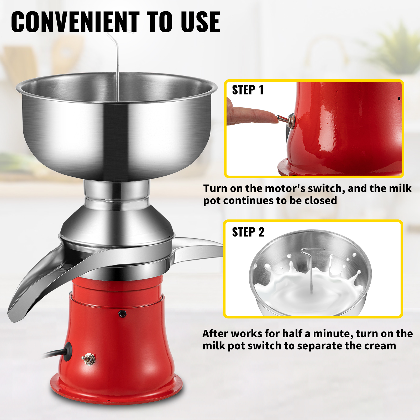 Vevor Milk Cream Centrifugal Separator Electric Cream Separator 25gal/h