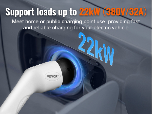 VEVOR Chargeur Ev Portable 3,6 kW Chargeur voiture électrique 250 V Câble  de recharge type 2 Commutable Boîtier de Contrôle étanche Câble de Charge