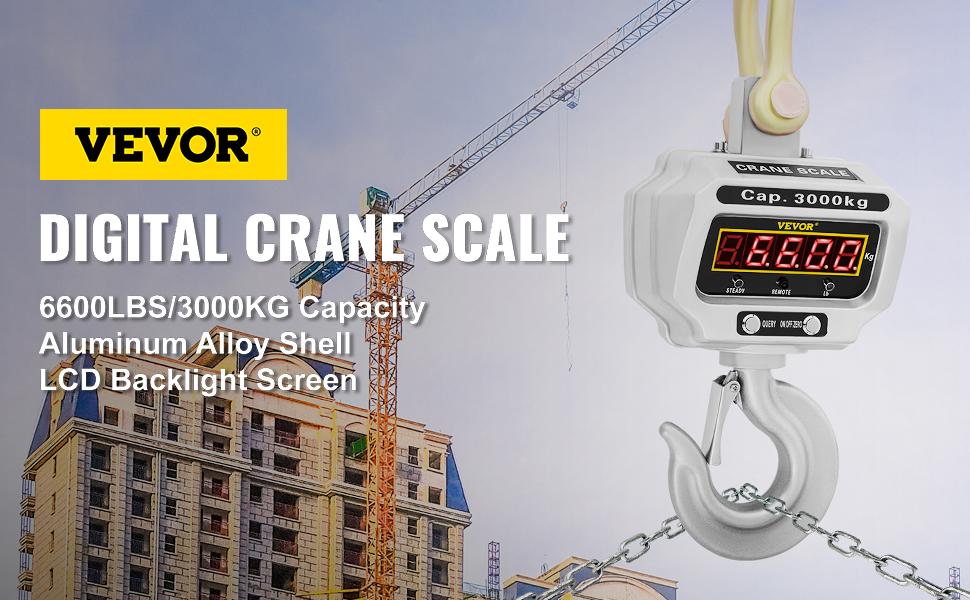 3T Digital Crane Scale 3000KG 6600LBS Overload warning Industrial Heavy Duty 
