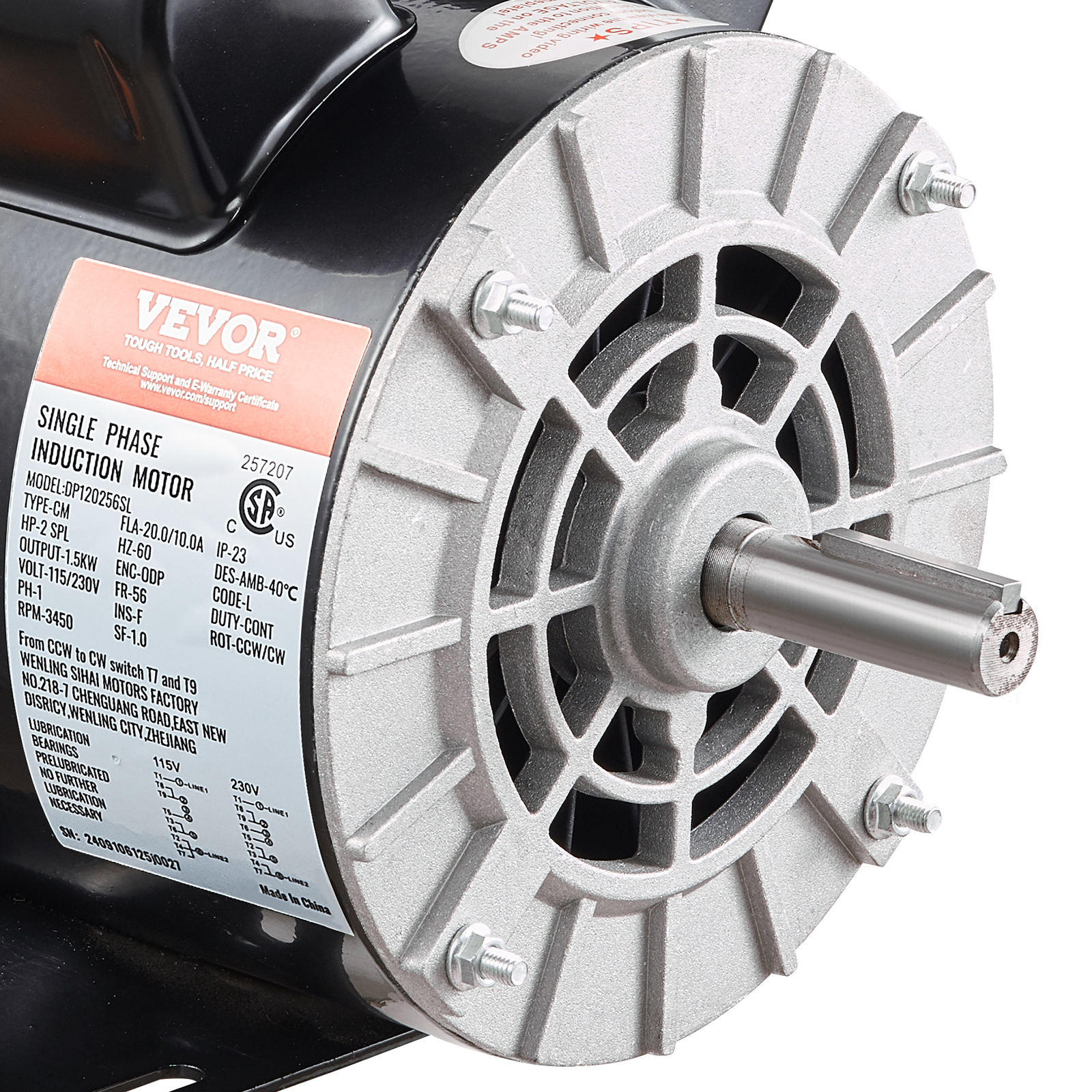 Air Compressor Motor, 3450RPM, CW/CCW Rotation