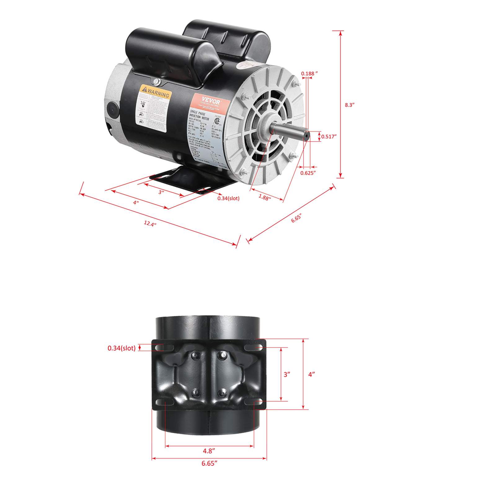 Air Compressor Motor, 3450RPM, CW/CCW Rotation