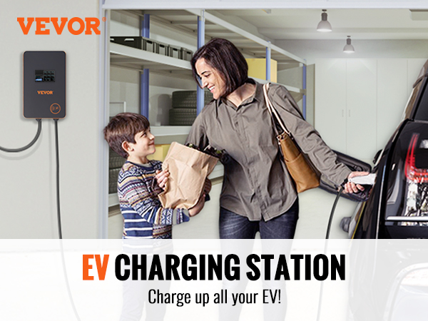 VEVOR VEVOR Portable EV Charger Type 2, 16A 3.7 kW, Electric Vehicle Car  Charger with 28 ft Charging Cable CEE 7/7 Plug, IEC 62196 Home EV Charging  Station with Storage Bag Charging