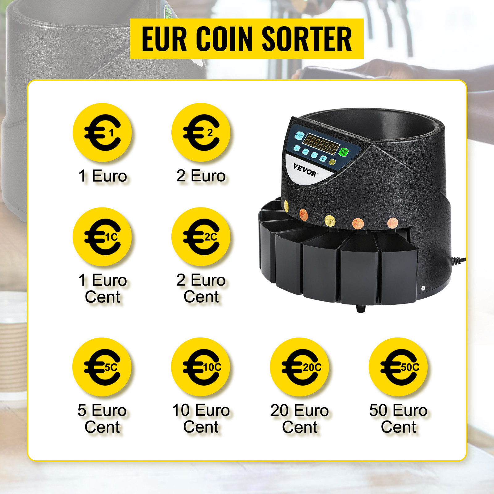 Contamonete Conta Monete Euro 200 Monete Al Minuto Separatore Monete