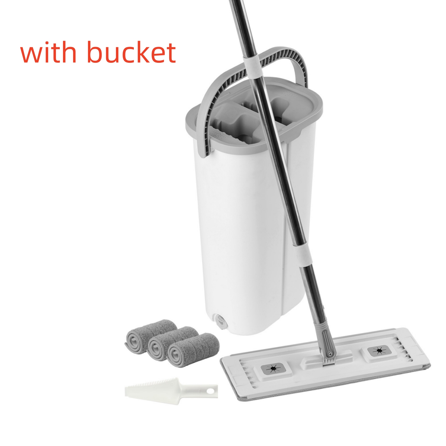 Flat Floor Mops Hand Free（Note: One of Them Without Bucket）