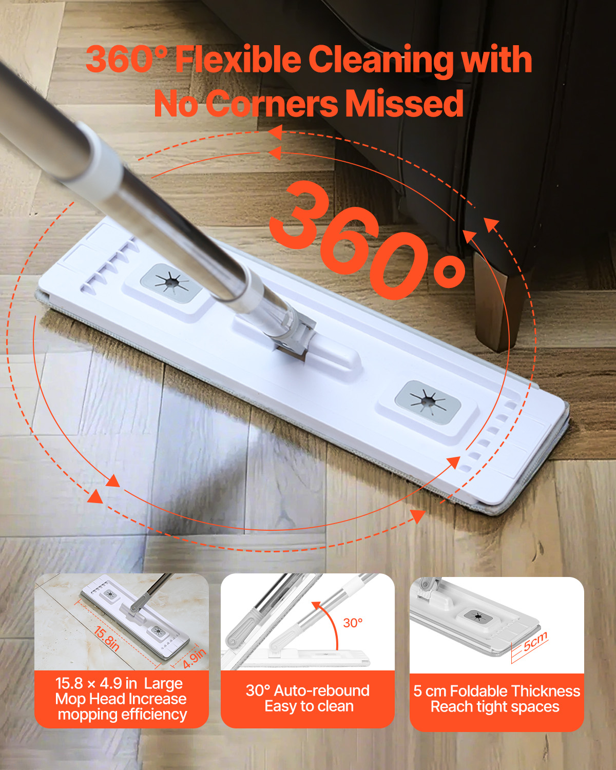 Flat Floor Mops Hand Free（Note: One of Them Without Bucket）