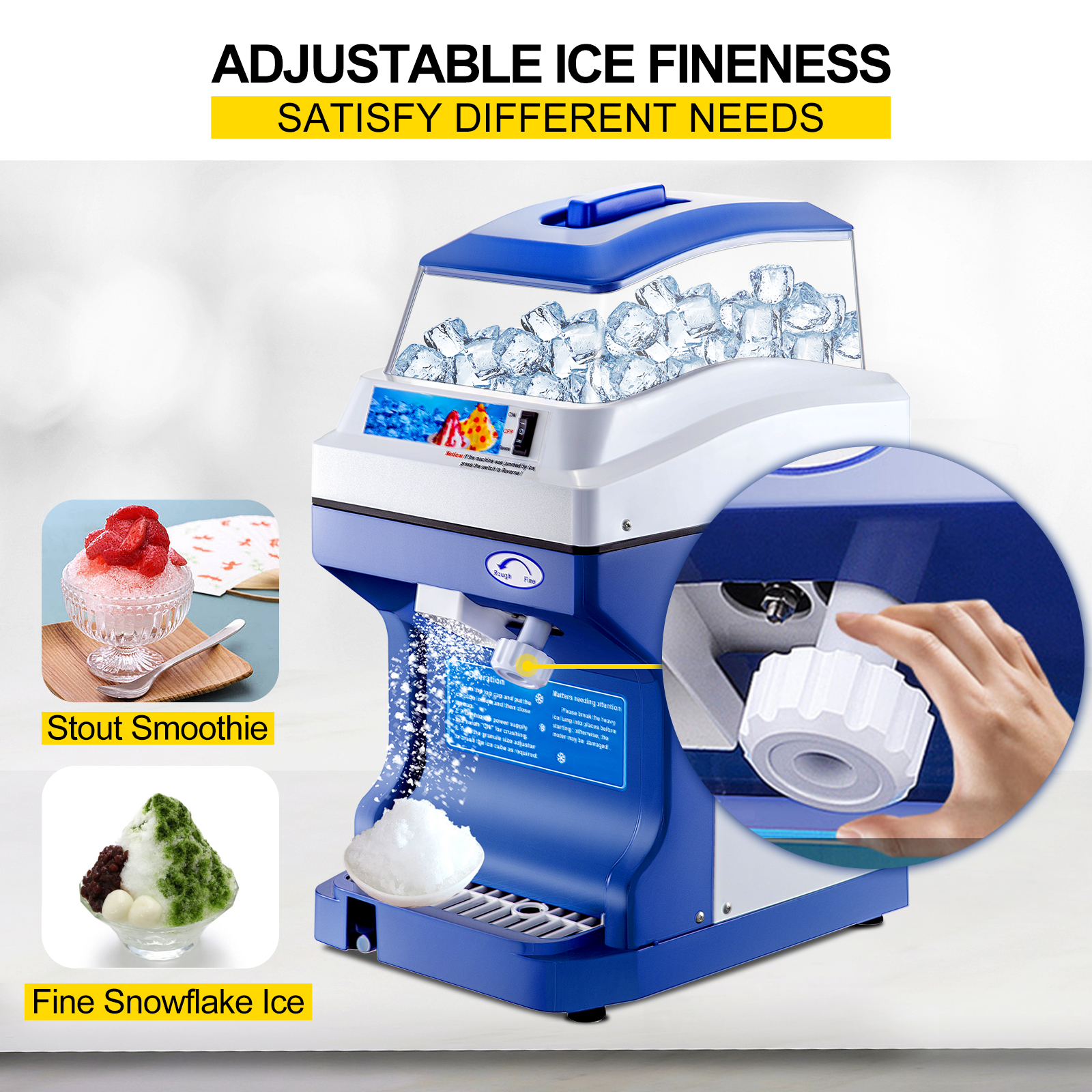 Meiney Ice Shaver Machine Electric Snow Cone Machine Commercial Ice Shaver Maker Shaving Crusher Cut Ice Into Drinks Machine for Home and Commercial Use 