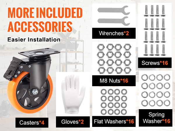 Lot De 4 Roulettes Pivotantes M12 Pour Charges Lourdes, 100