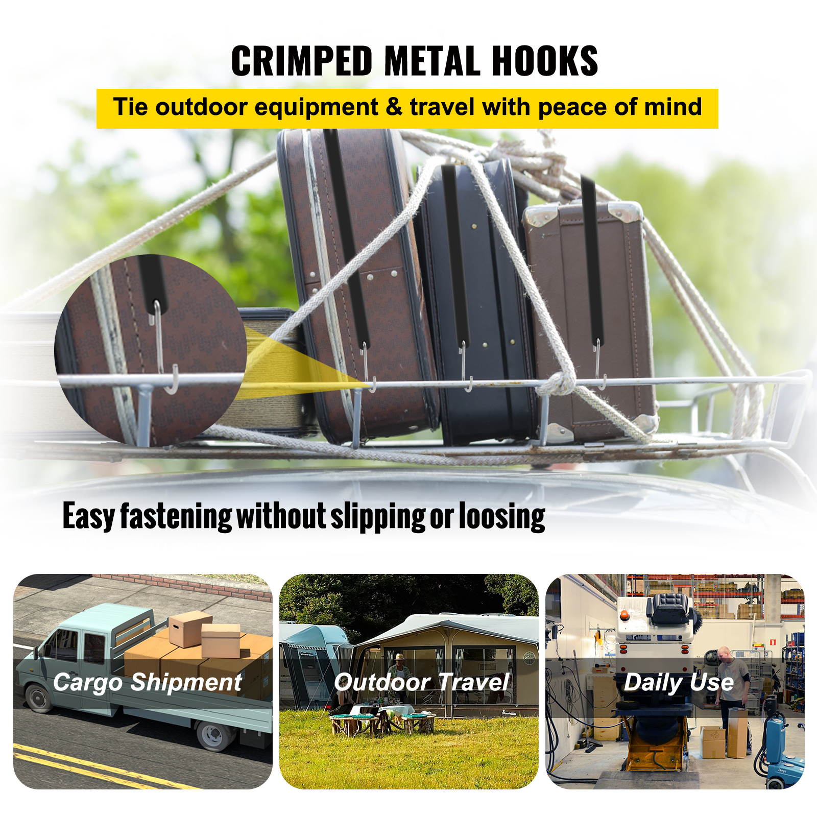 VEVOR Rubber Bungee Cords Natural Rubber Trap Straps 53 Pack 21" Long w