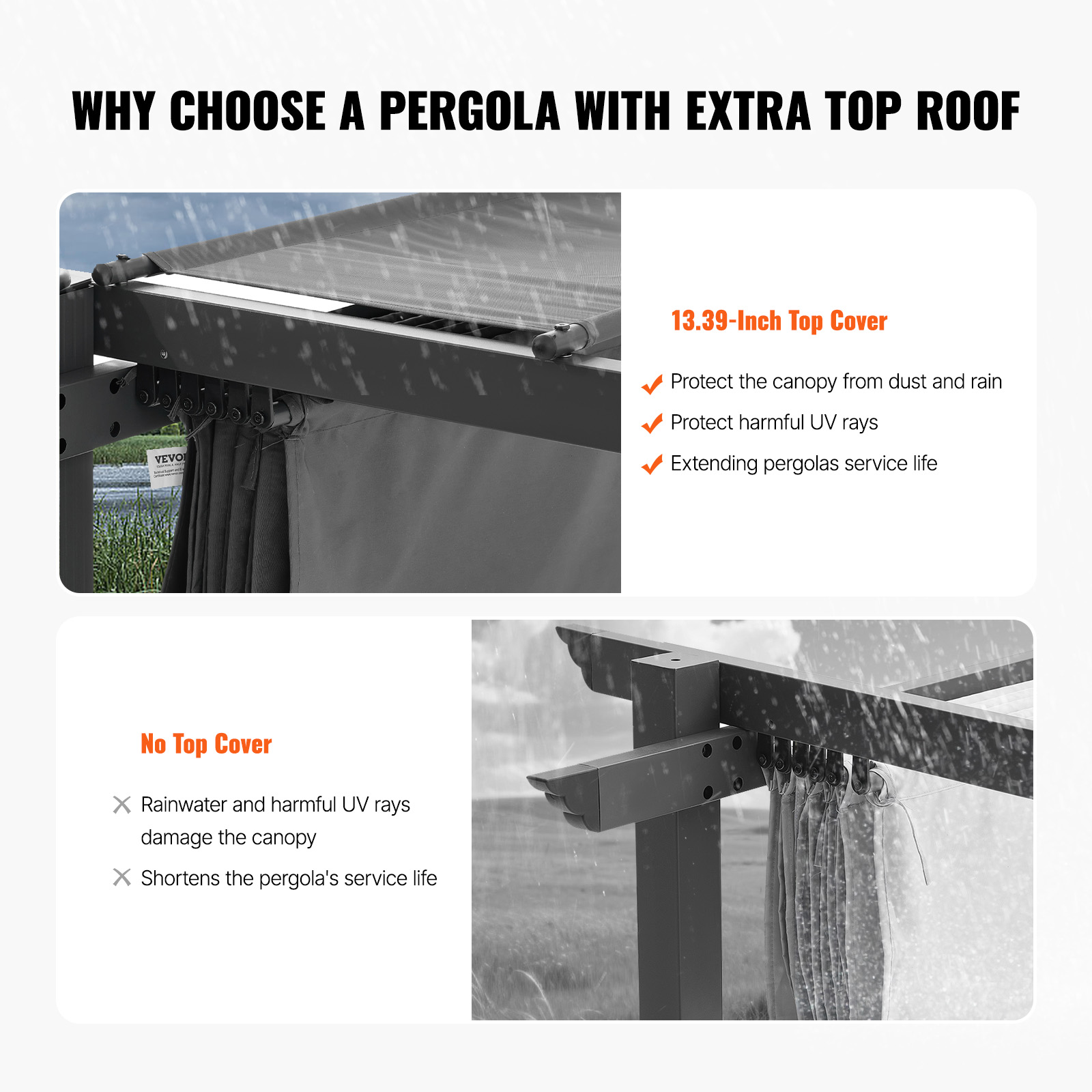 16x12ft 13x10 10x10 Aluminum Patio Pergola w/ Sun Shade Cover Retractable Canopy - Picture 26 of 79