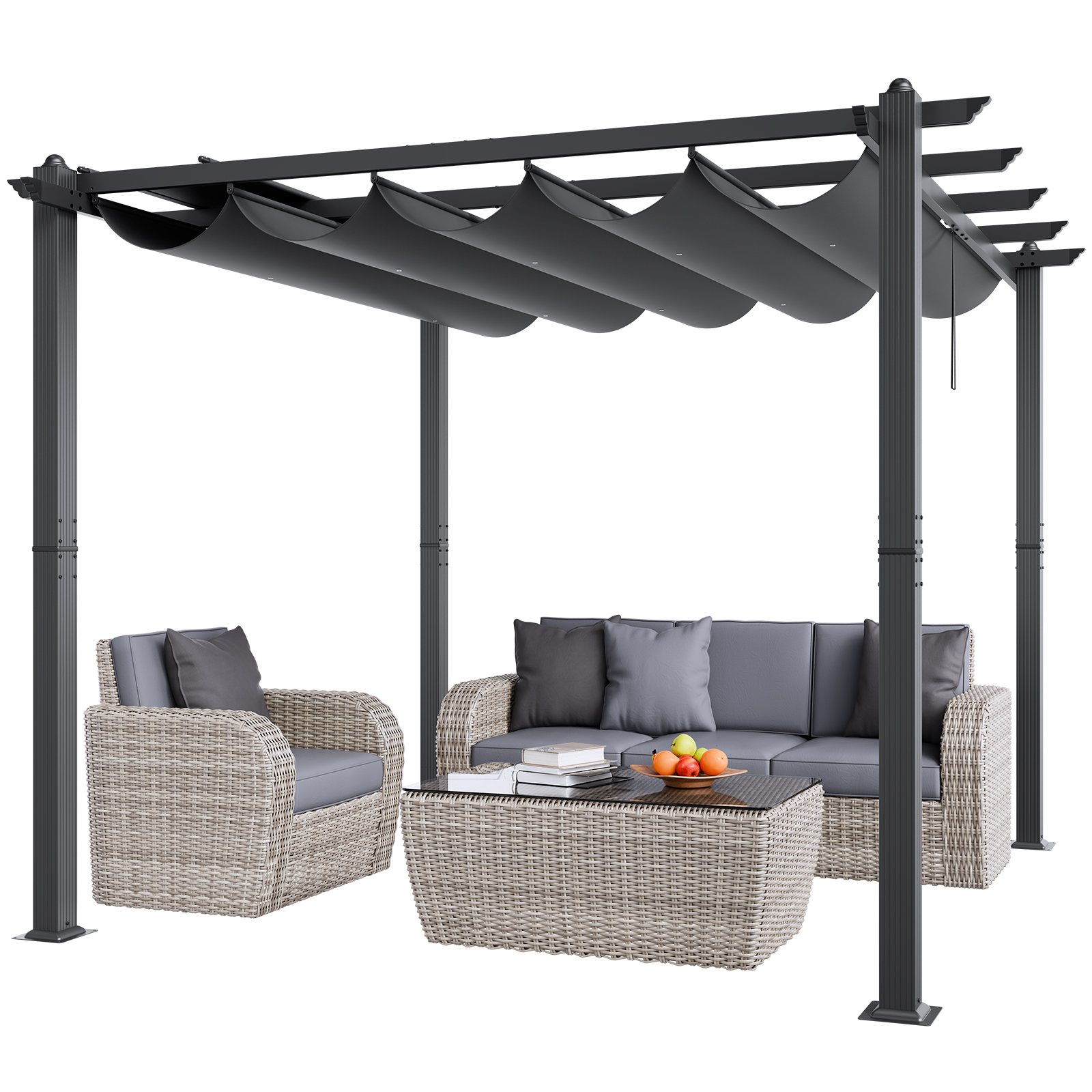 16x12ft 13x10 10x10 Aluminum Patio Pergola w/ Sun Shade Cover Retractable Canopy - Picture 25 of 79
